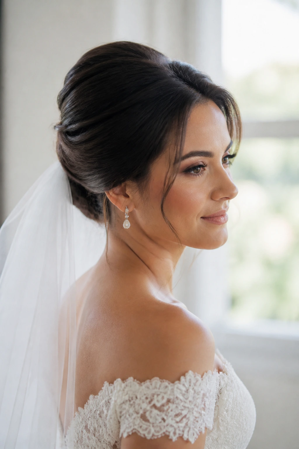 Bride with a French twist and soft finish