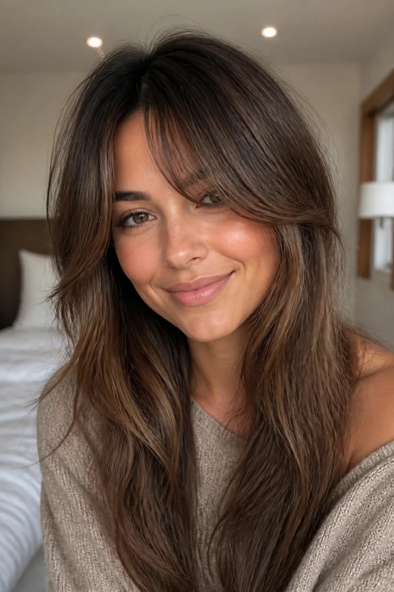 21 Bang Styles for Long Hair and Round Faces