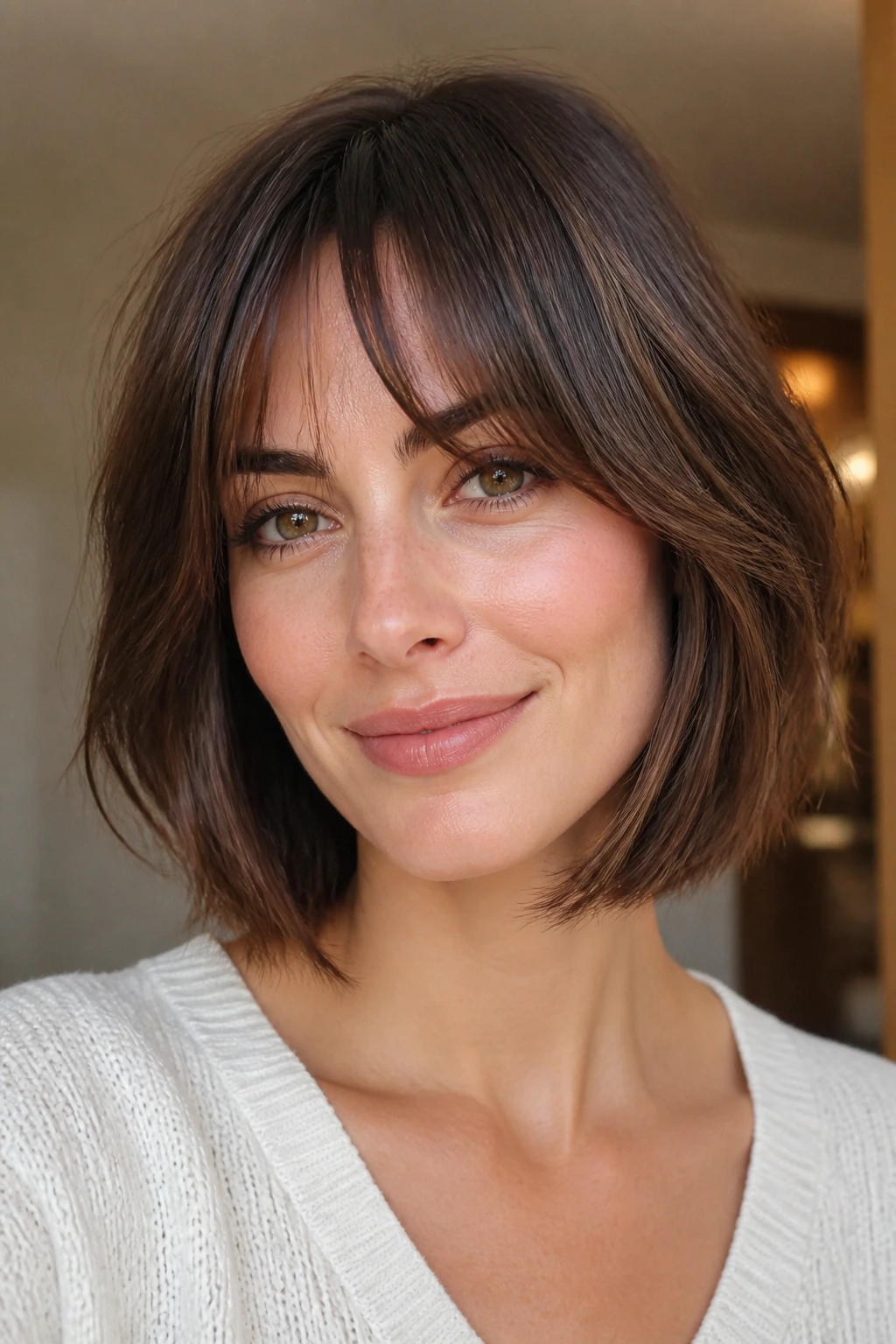 Portrait of a person with versatile fringe variations