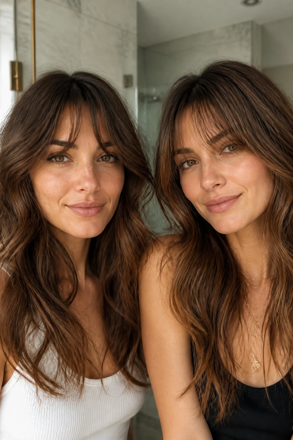 Portrait showing fringe variation options like curtain bangs