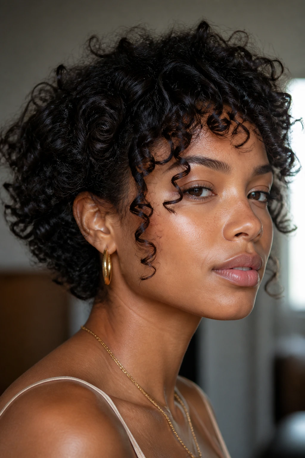 Portrait showing subtle front hair adjustments to improve silhouette