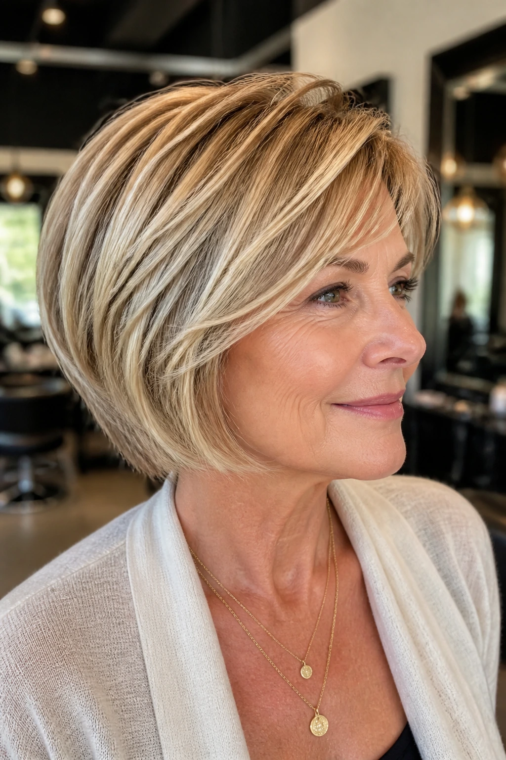 Close-up of glossy blonde hair with depth and shine
