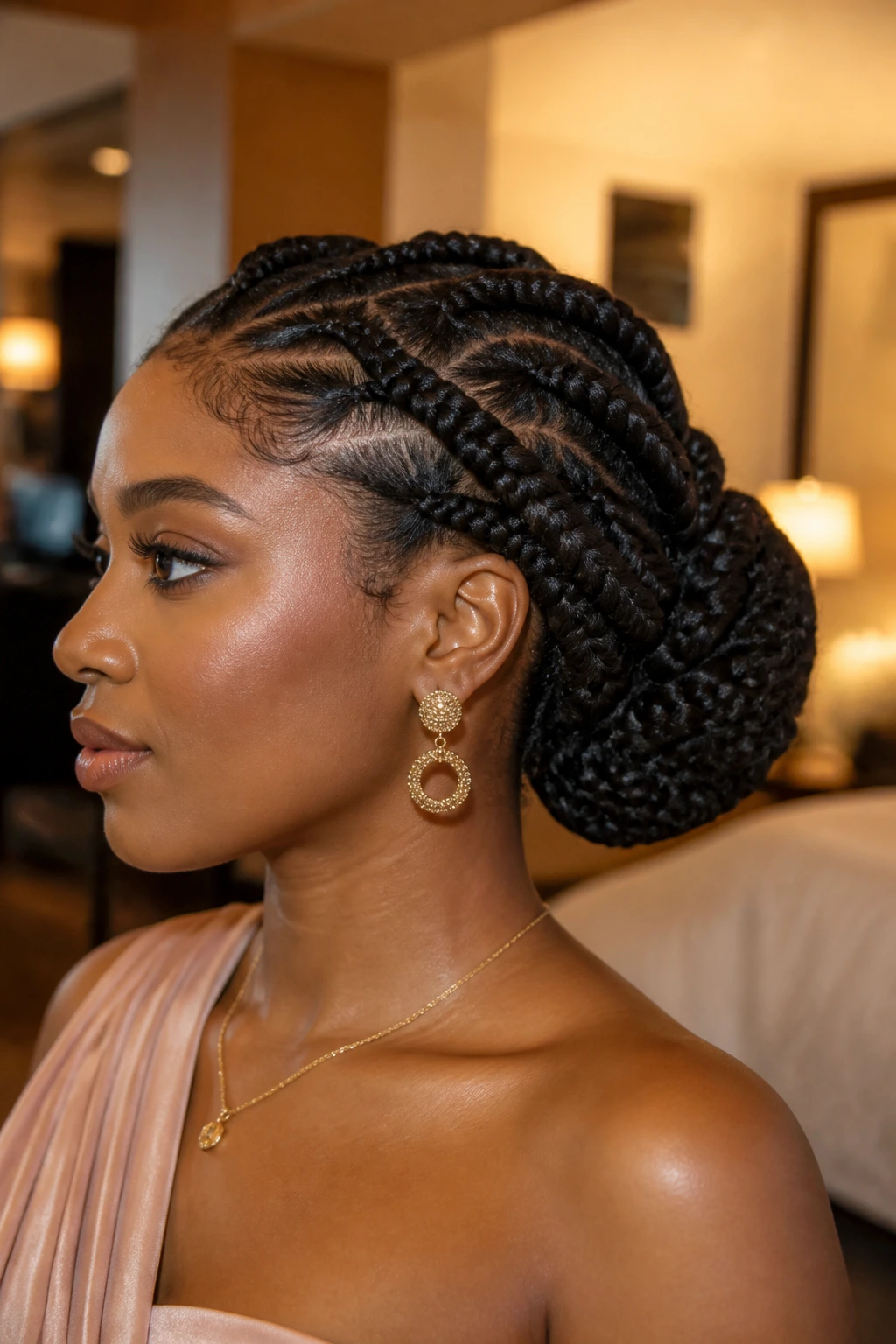 Goddess braided bun on a real person
