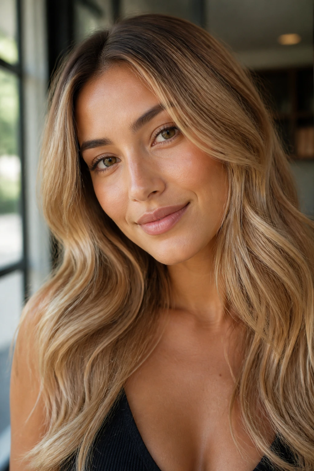 Olive skin with beige-gold hair tone