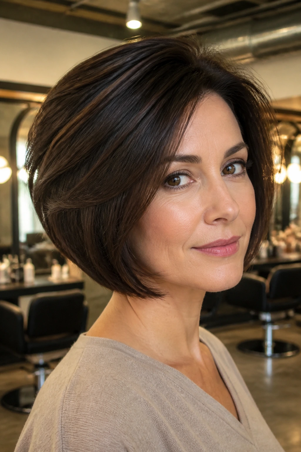 Real person with Graduated Bob With Polished Volume hairstyle