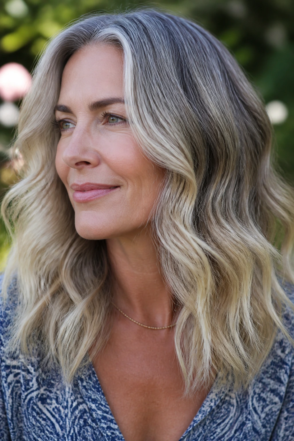 Portrait of a person with gray-blending ombre in daylight