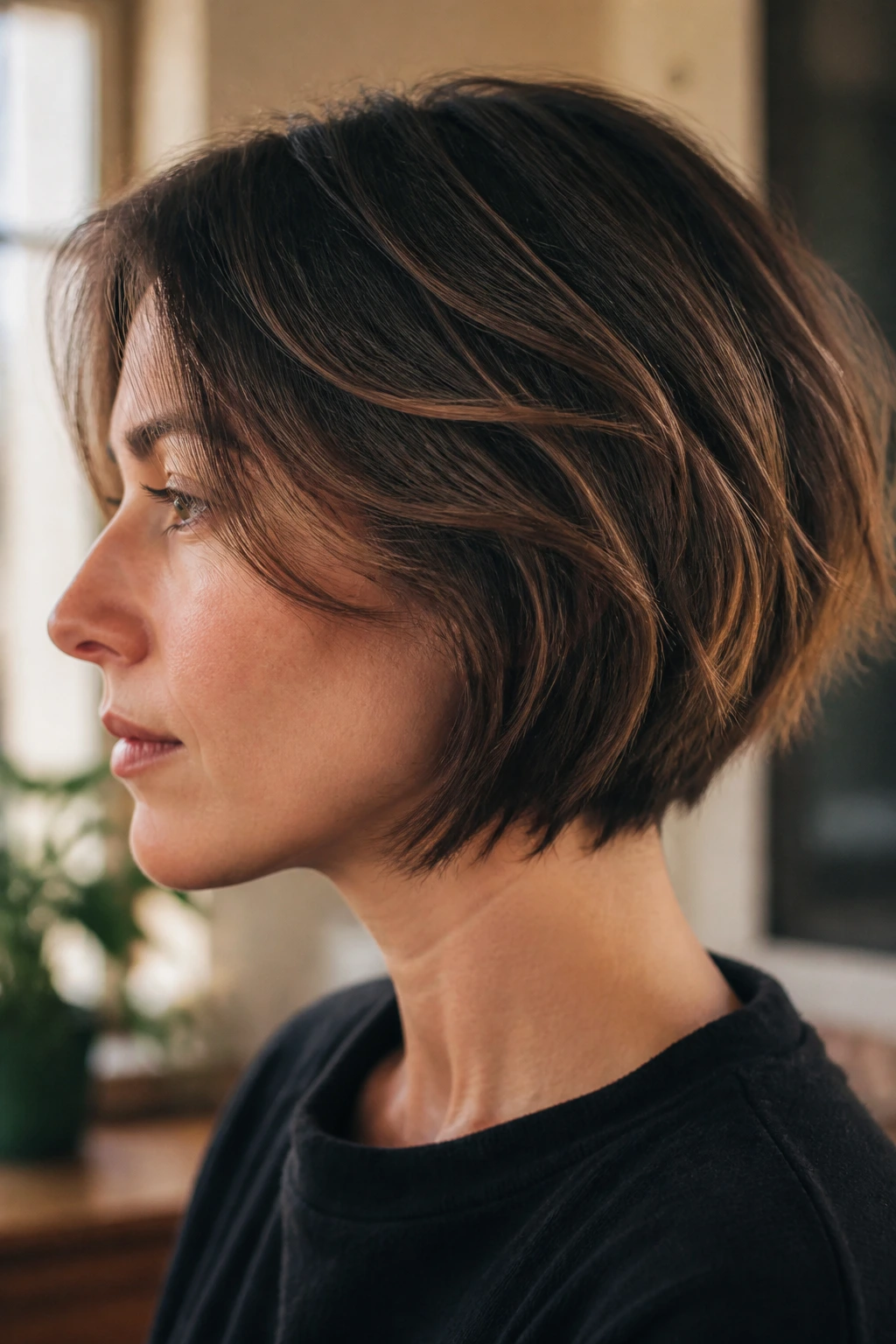 Profile of grow-out bob on a real person