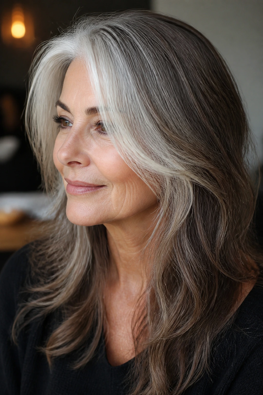 Woman with multi-tone hair variation from front to back