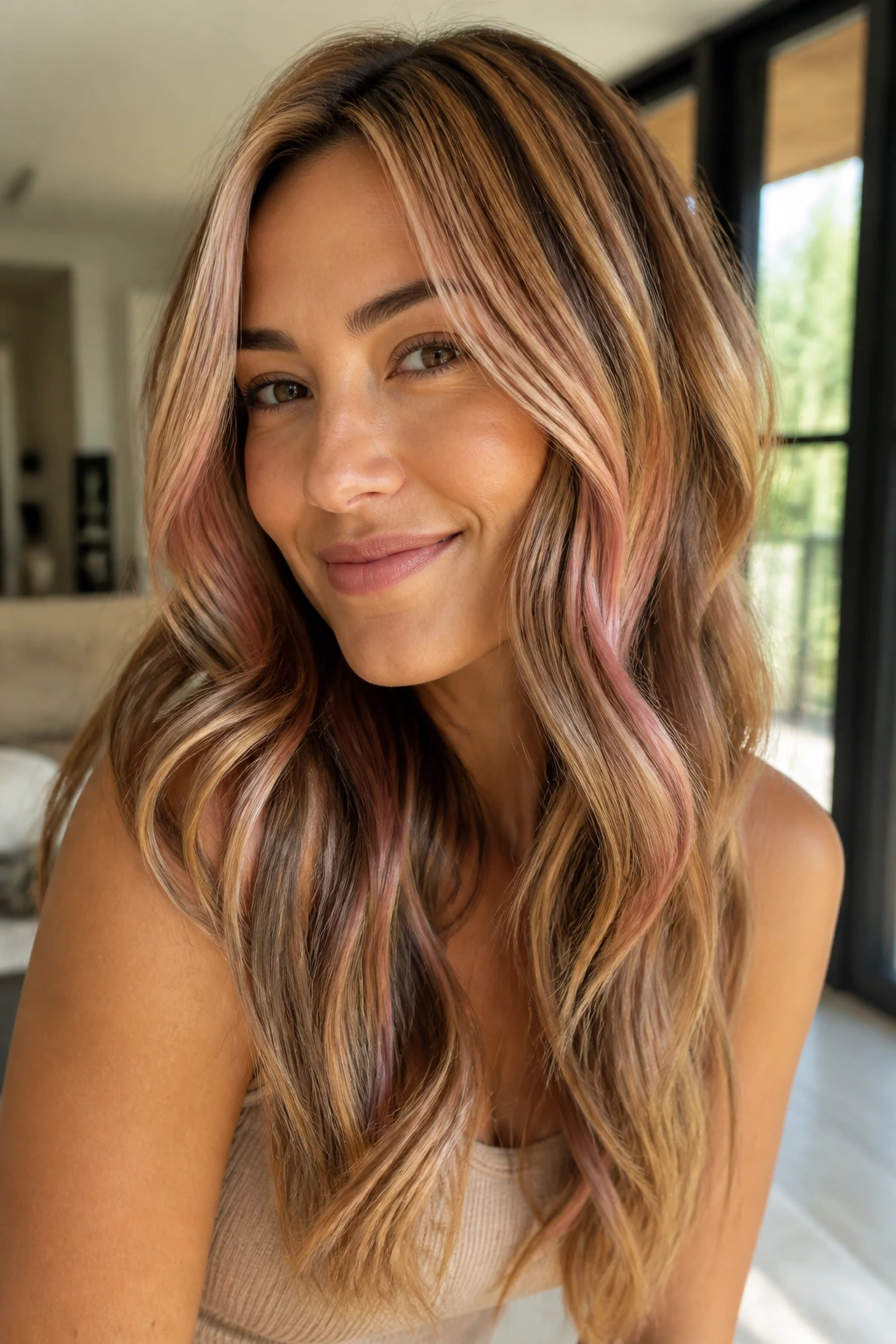 Close-up portrait of a real woman with multidimensional shade tones