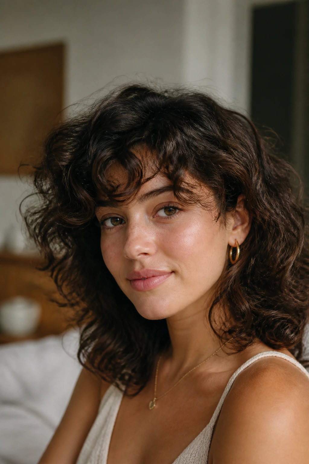 Real person with visible hair texture close-up