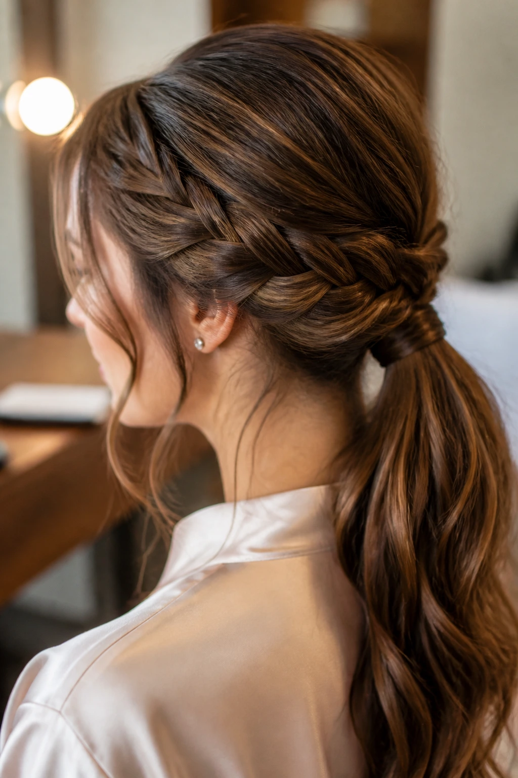 Close-up of Half-Braided Low Ponytail on a real person