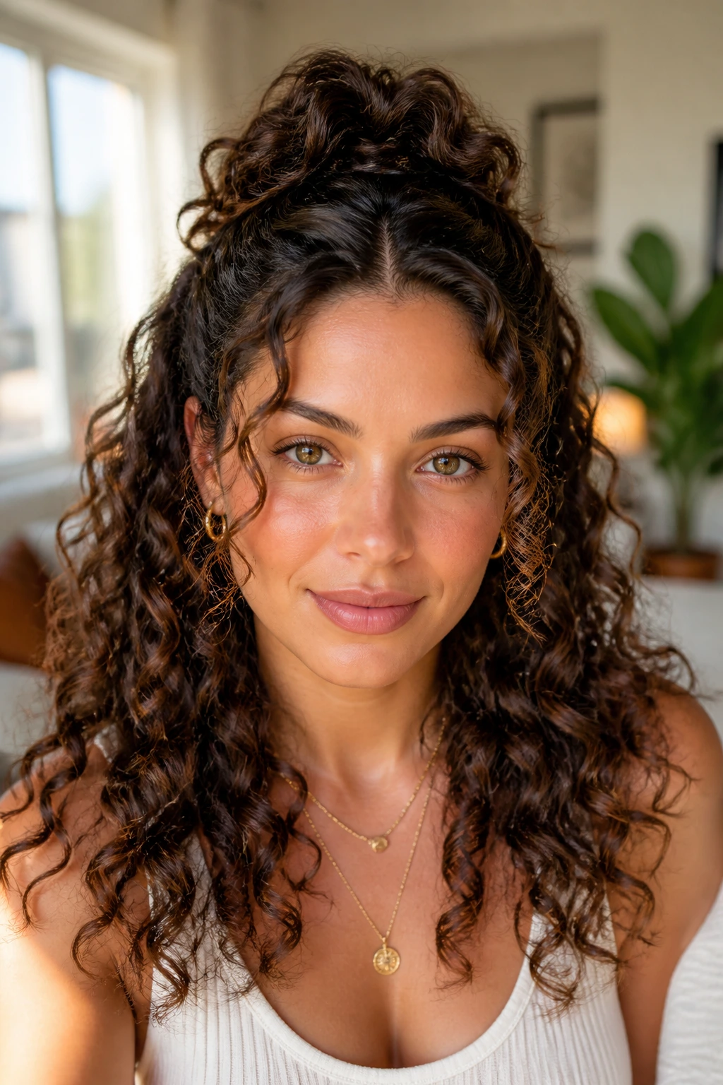 Real person with half-up crown twist hairstyle