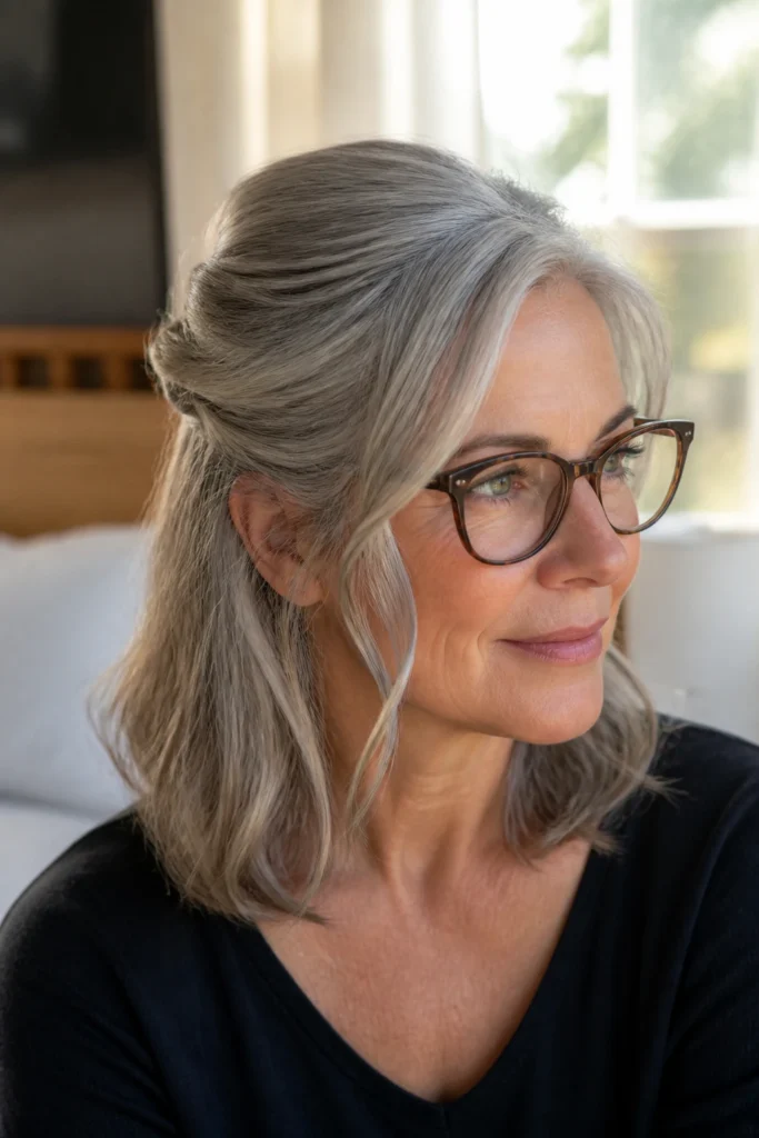 25 Gray Hair Ideas for Women Who Wear Glasses
