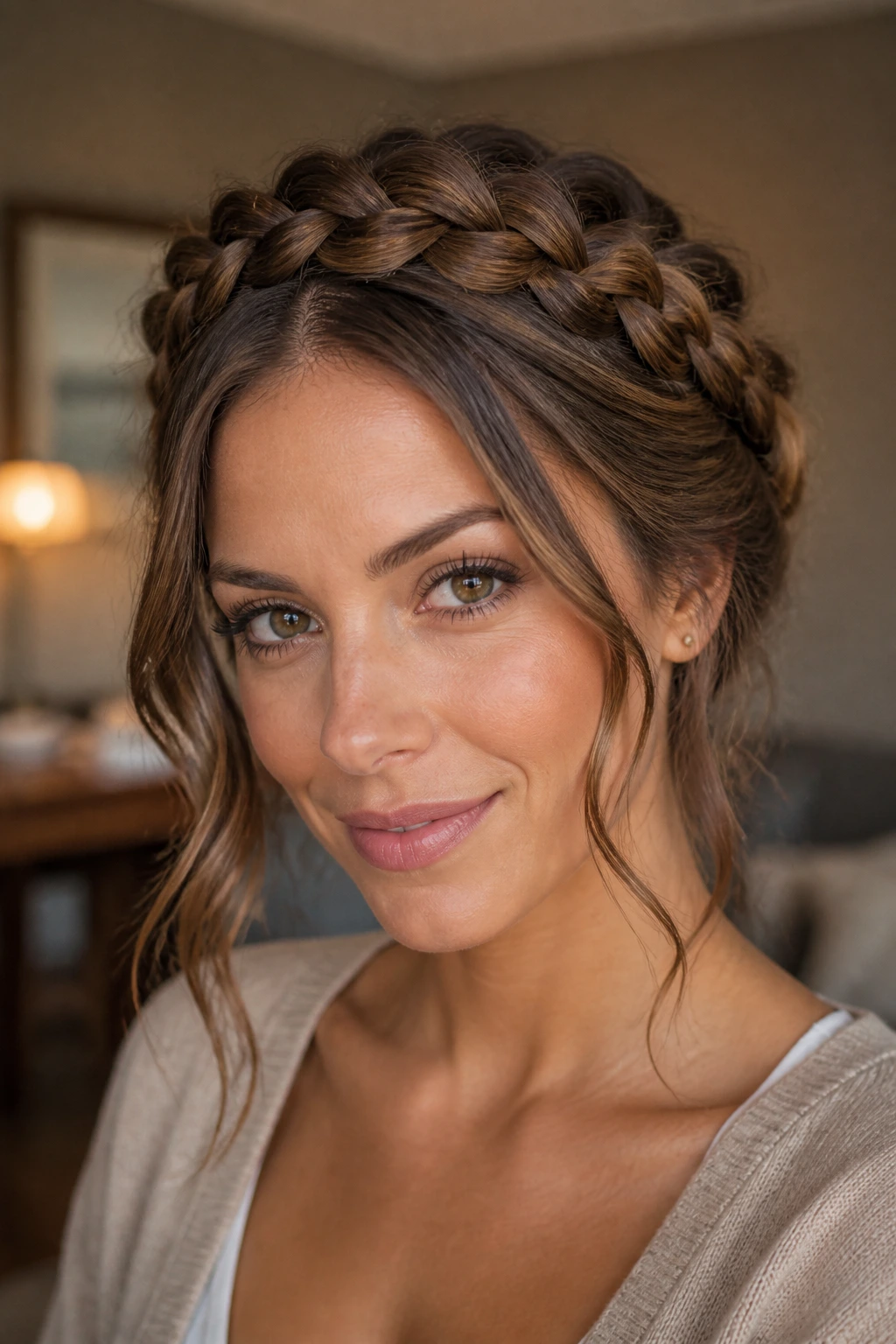 Halo braid with soft tendrils on a real person