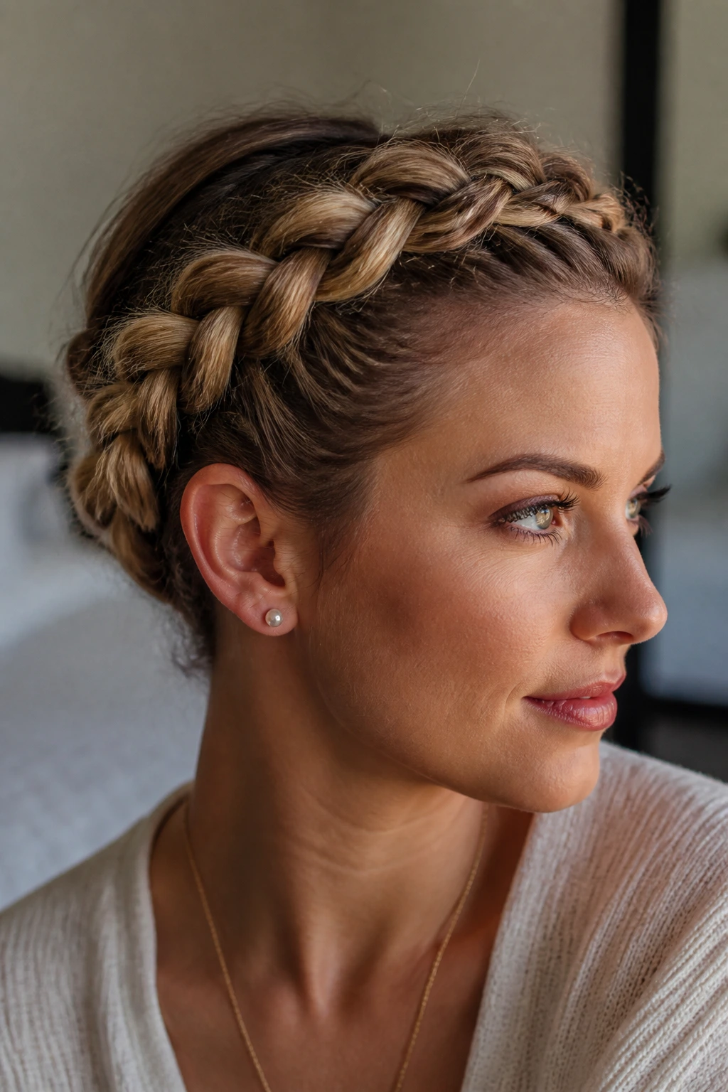 Halo braid framing front and sides of head on real person