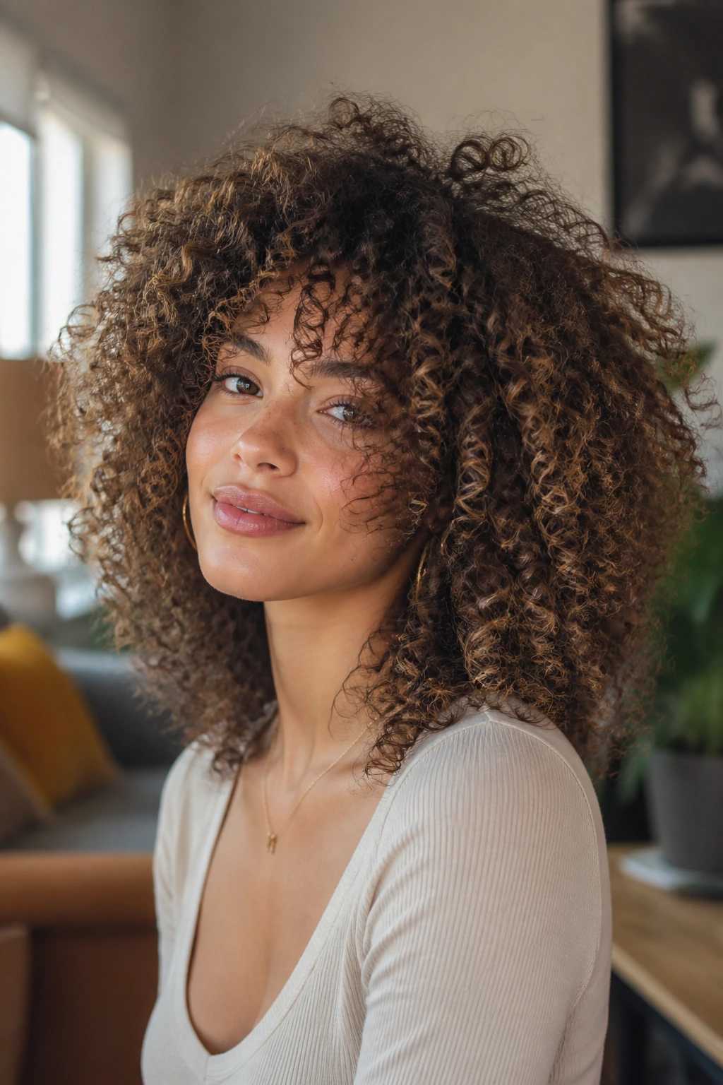 Close-up of halo layers on 3A-3C curls on a real person