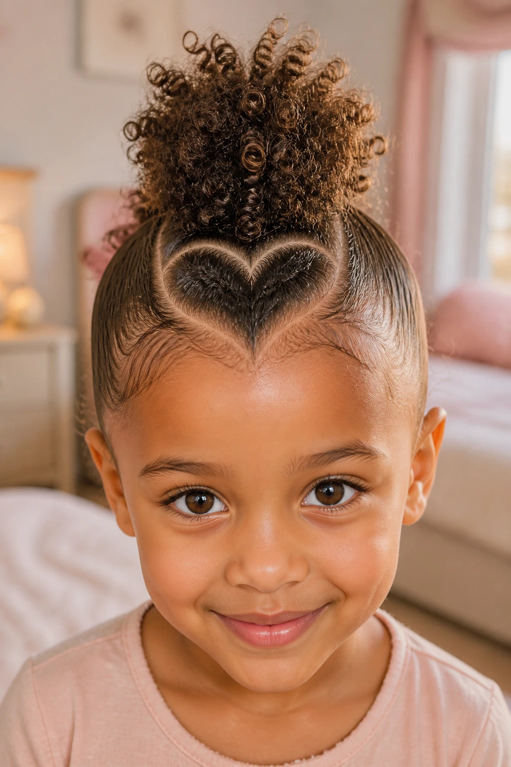 Heart-part mohawk on a real young girl