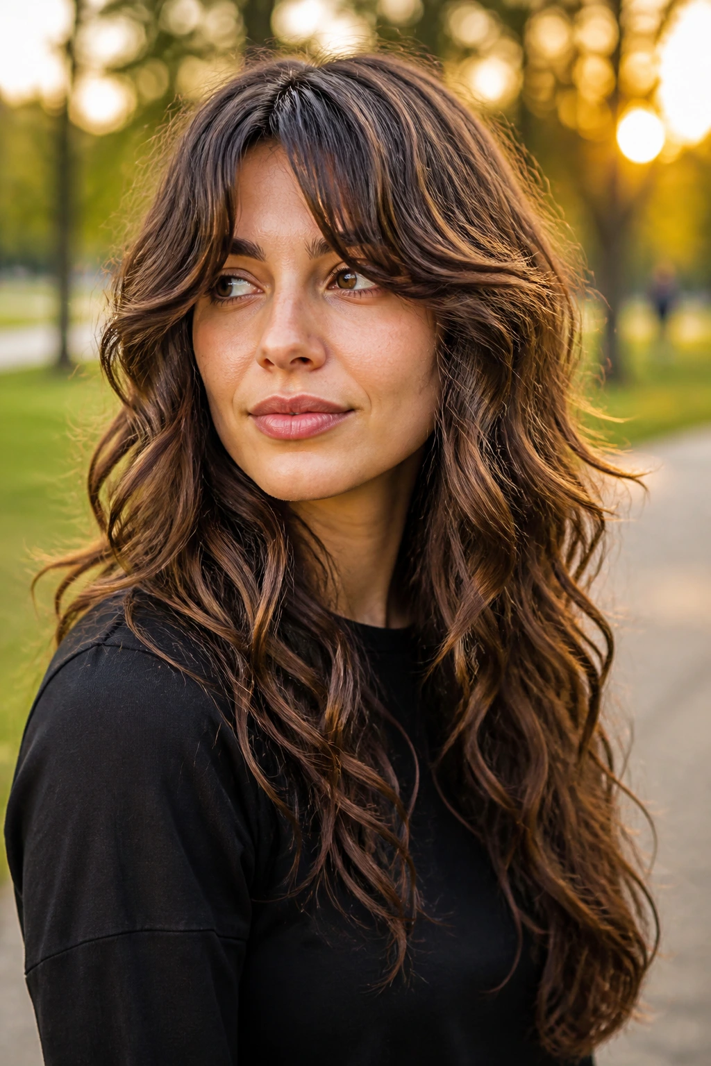 Real woman with heavy waves and internal weight removal for movement