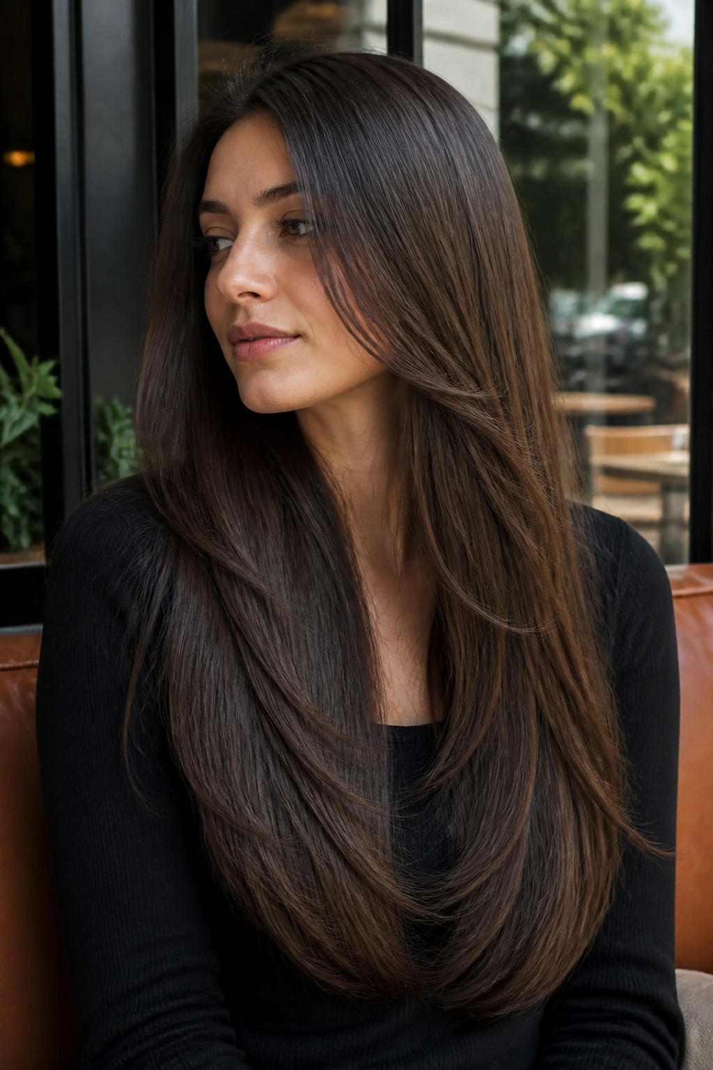 Real woman with long hair showing hidden inner lifts
