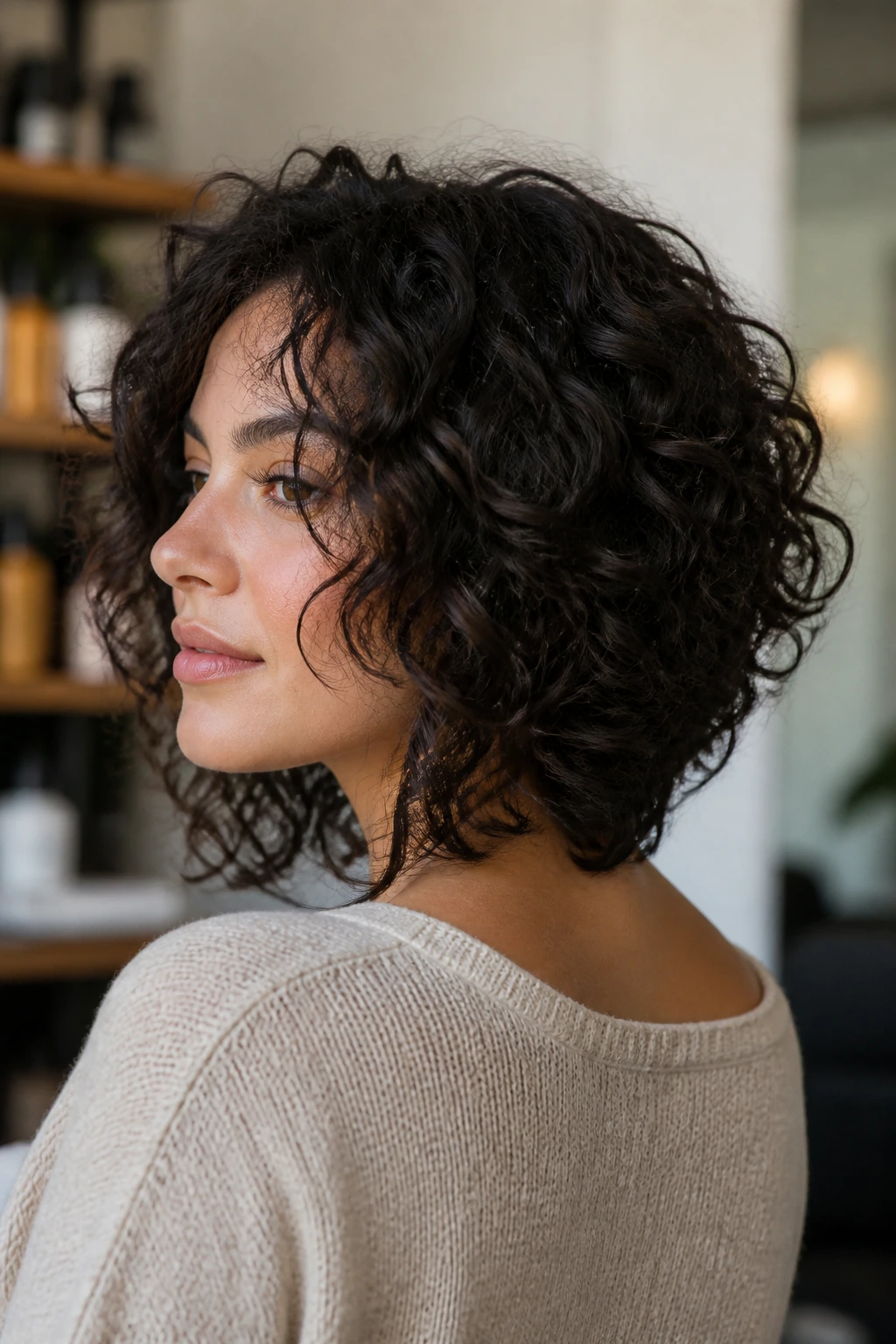 Real person with hidden back stack keeping length in the front