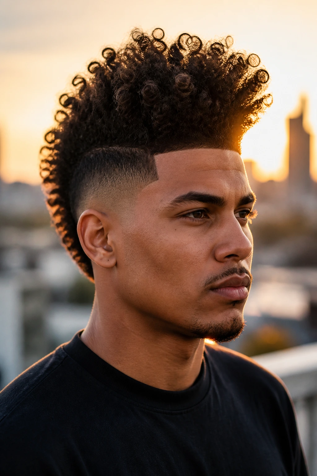Close-up of high-crown frohawk on real person with lifted crown
