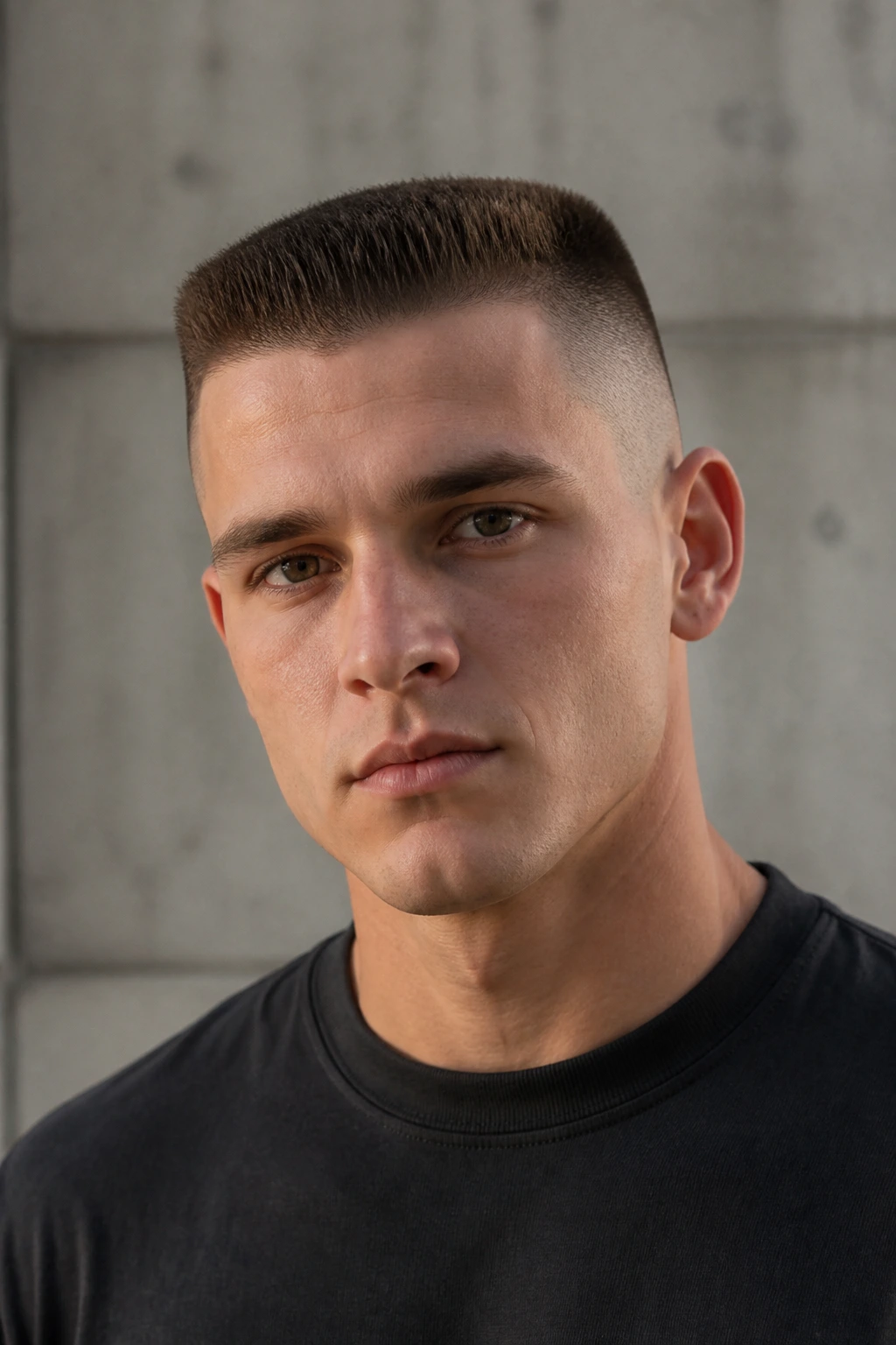 Close-up of a man with a high and tight haircut and clean edge