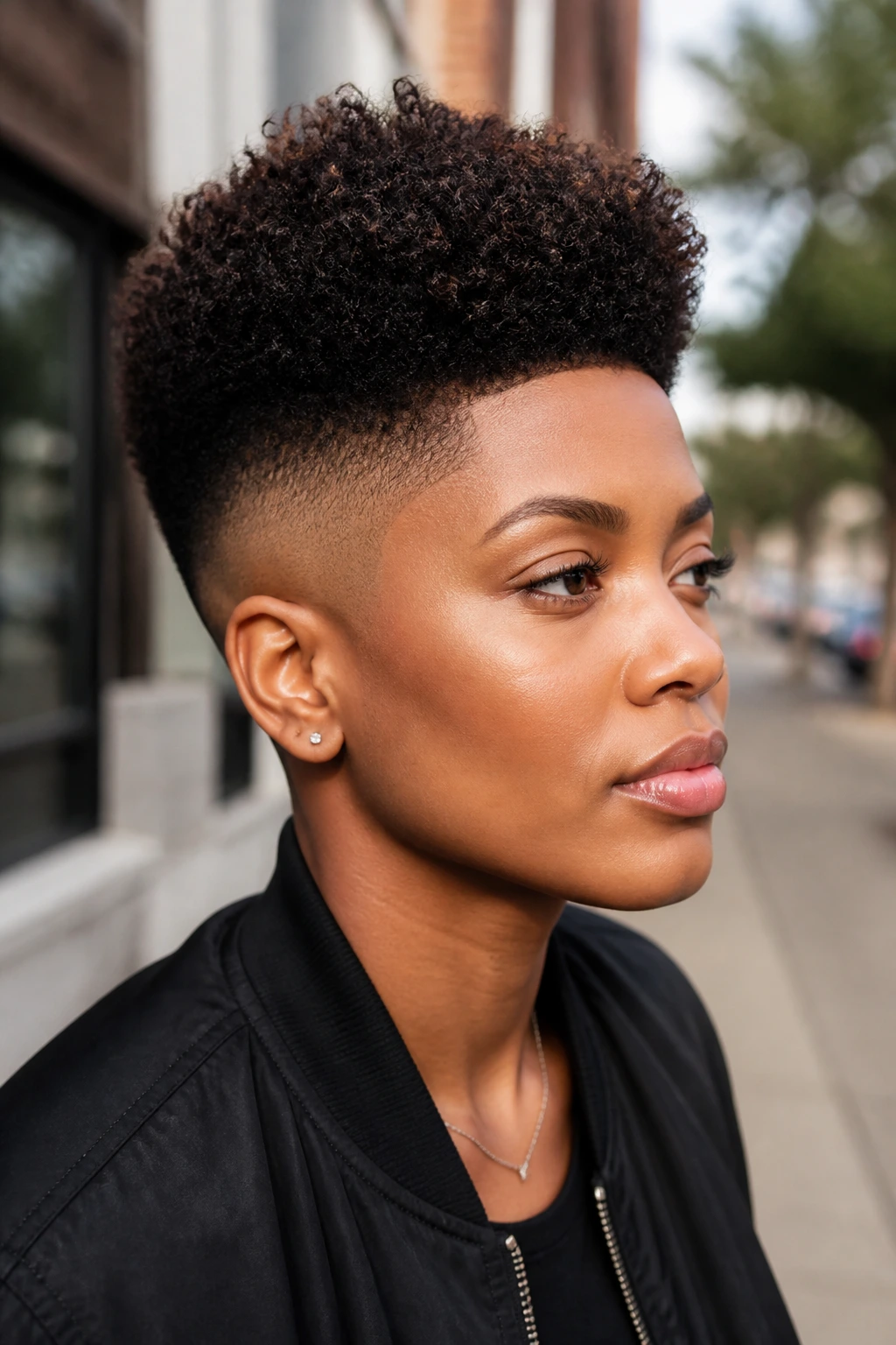Portrait of a real person with high-top fade and soft curl height