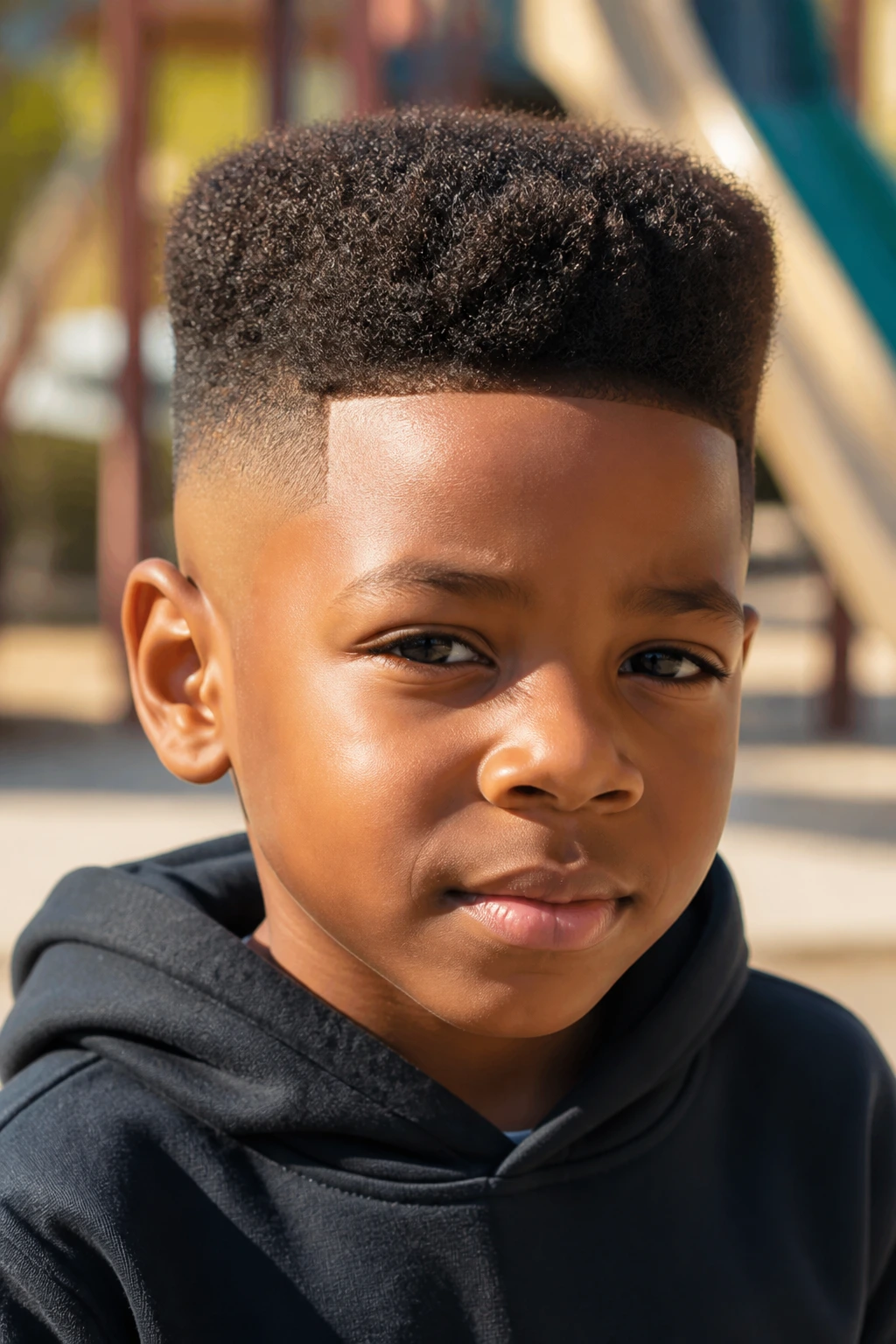 Portrait of a boy with a crisp high top fade