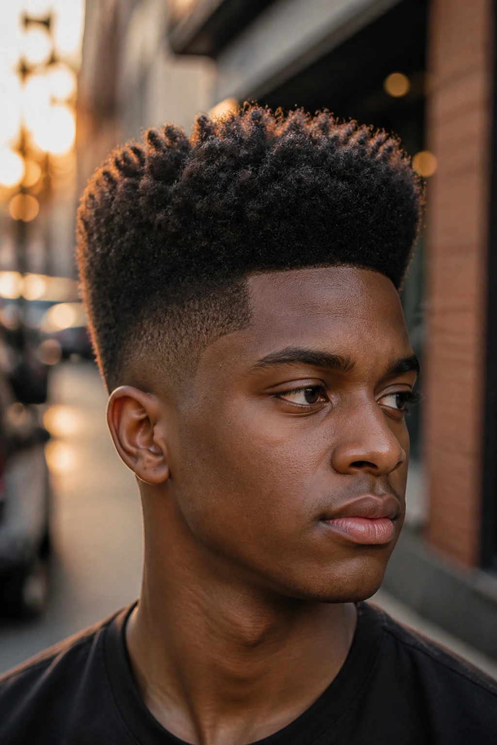 Real person with a high-top taper and soft edges showcasing crown height