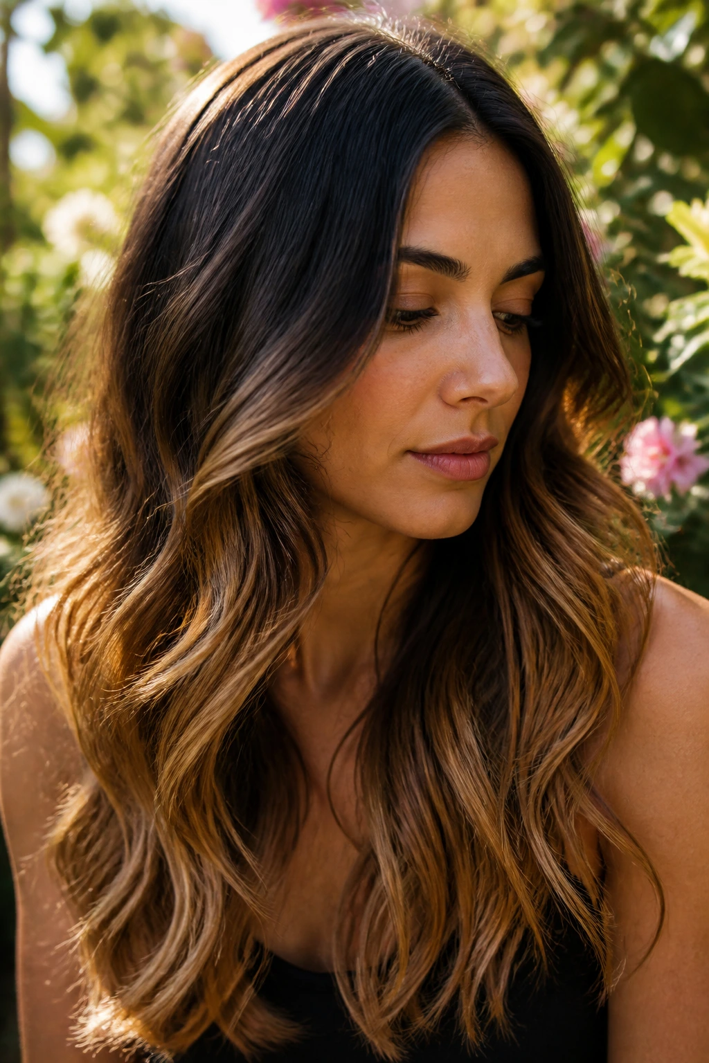 Brunette with honey ombré melt gradient