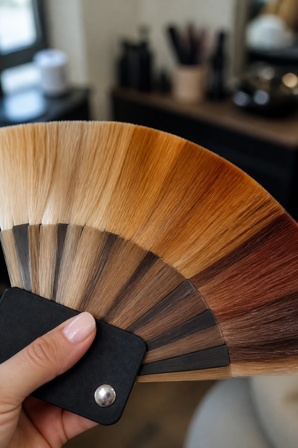 Hair color swatches showing honey shades for base levels 4 to 8