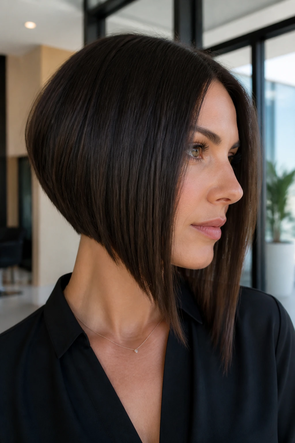 Real woman with inverted bob and longer front