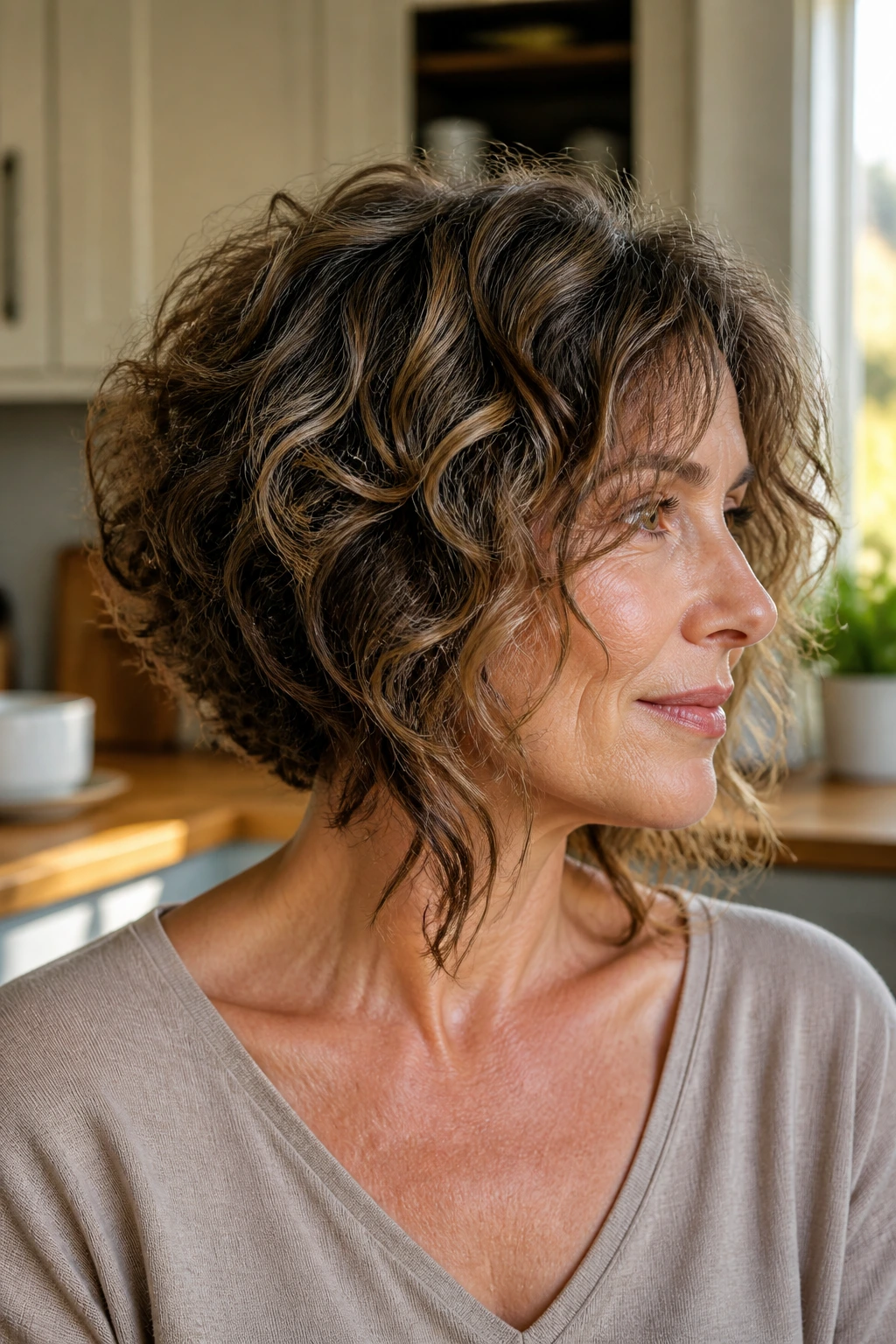Real person with layered inverted shag bob