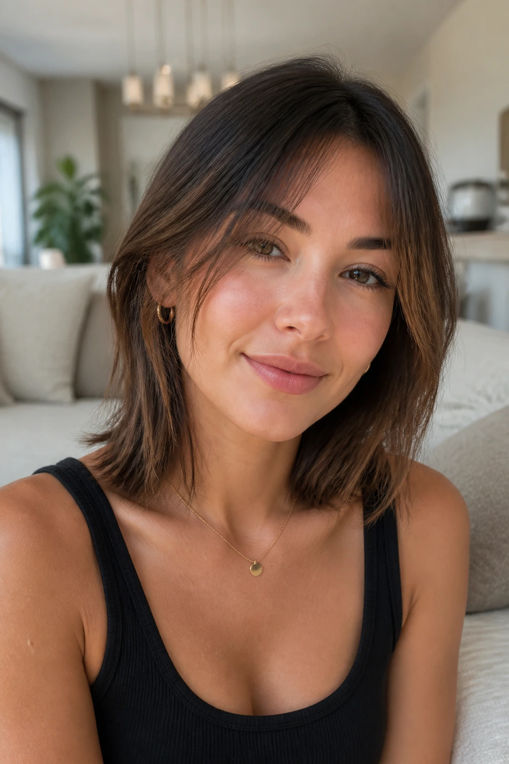 Close-up of a real person with invisible fringe blending into hair