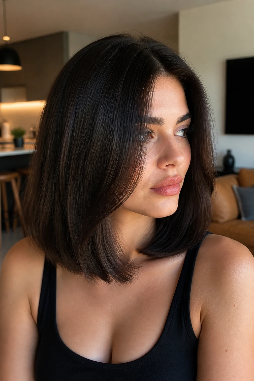 Close-up of an invisible layer lob showing flat midsection on a real person