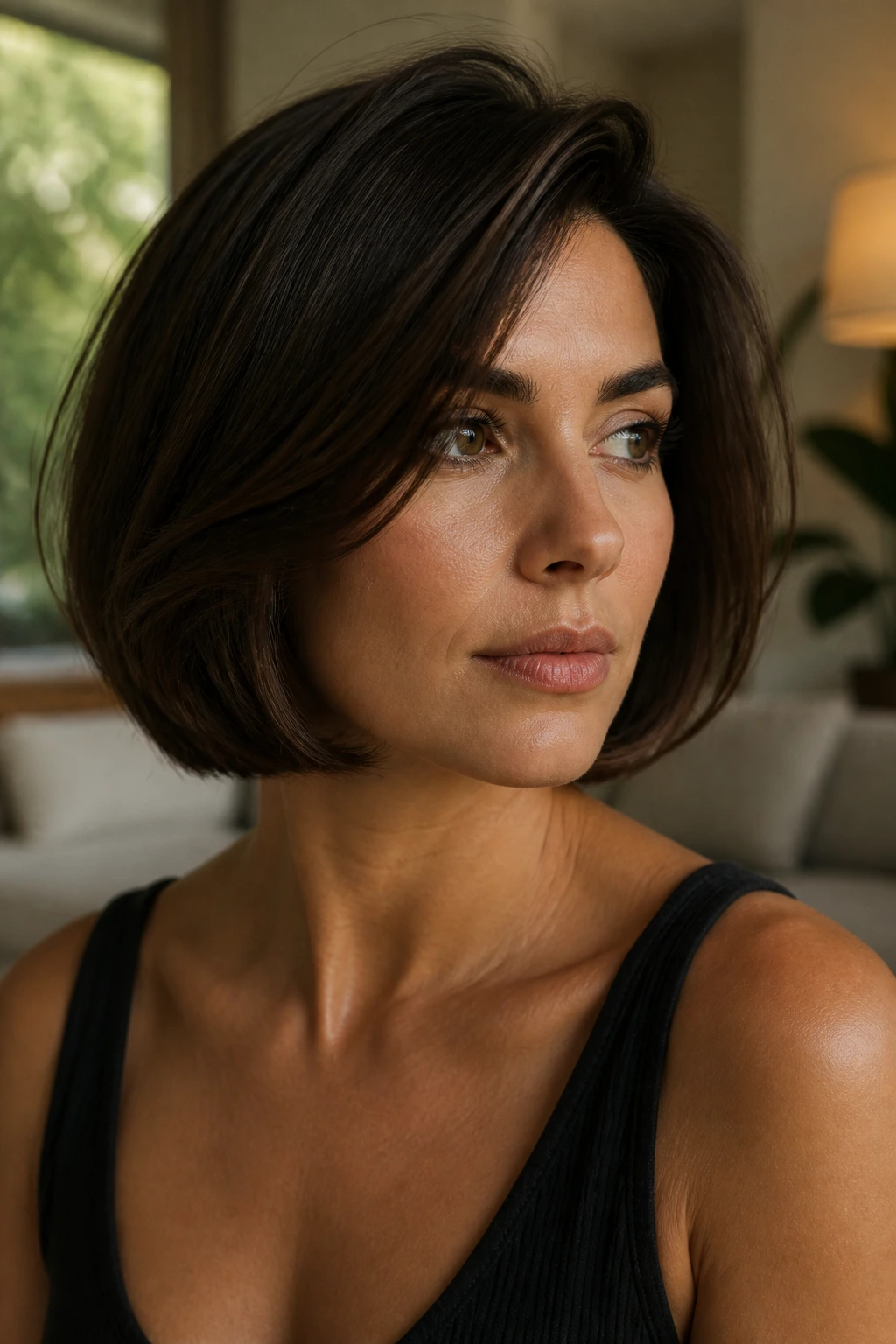 Real woman with Italian bob featuring plush body