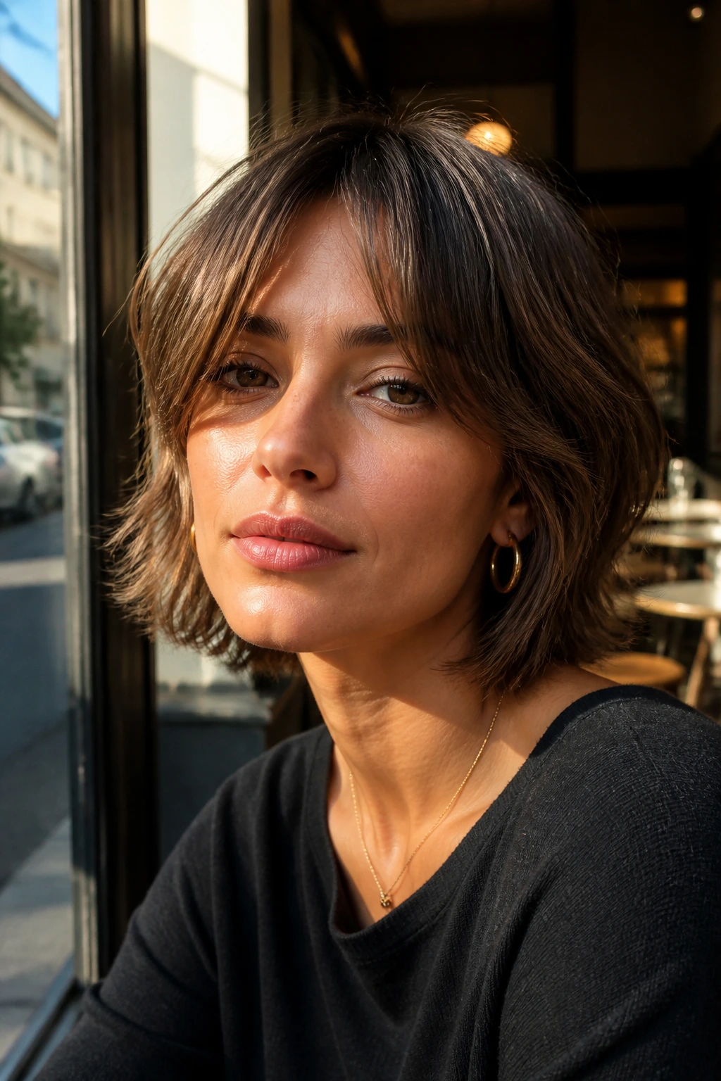 Portrait of jaw-grazing length with soft middle-parted bangs