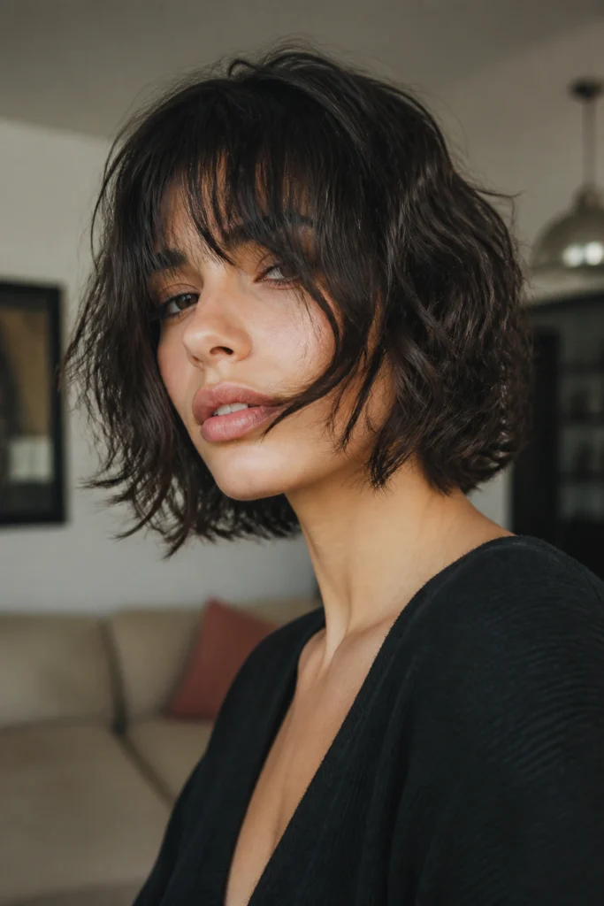 38 Curly Shag Hairstyles with Long Bangs