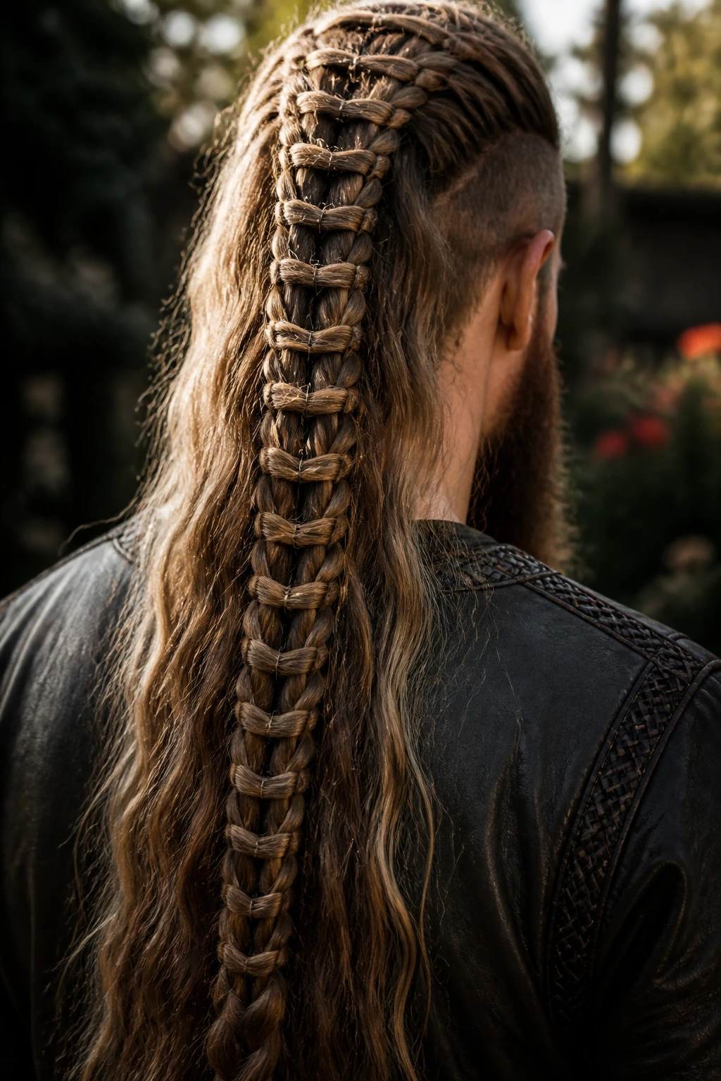 Back-view close-up of ladder braid down the back on a real person