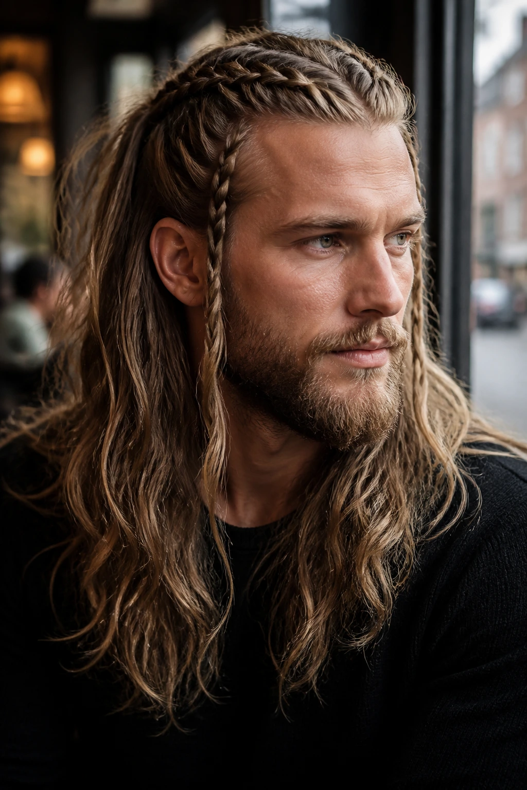 Layered mane with front braids hairstyle on a real person