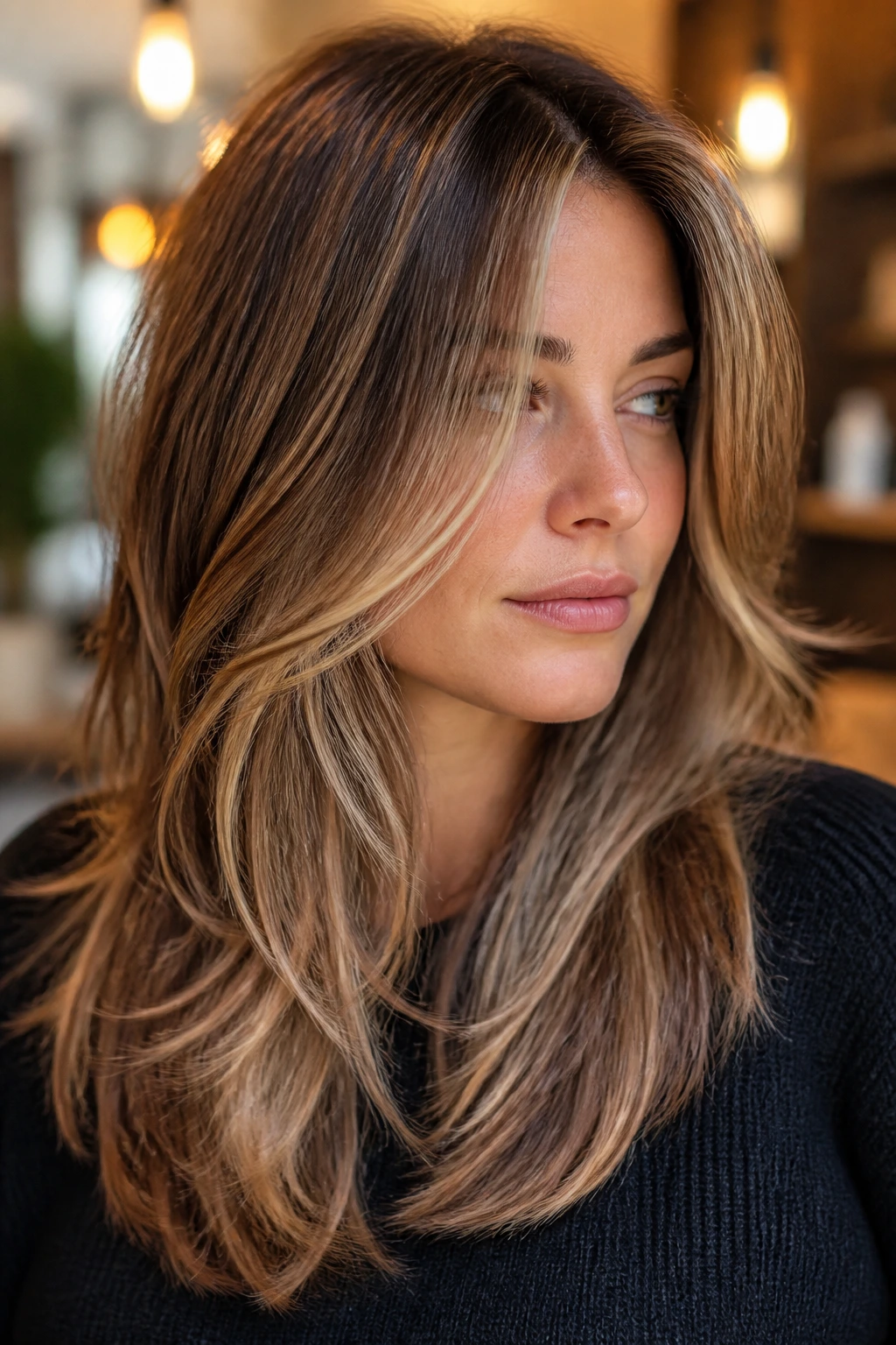 Portrait showing layers and highlights interaction in light movement