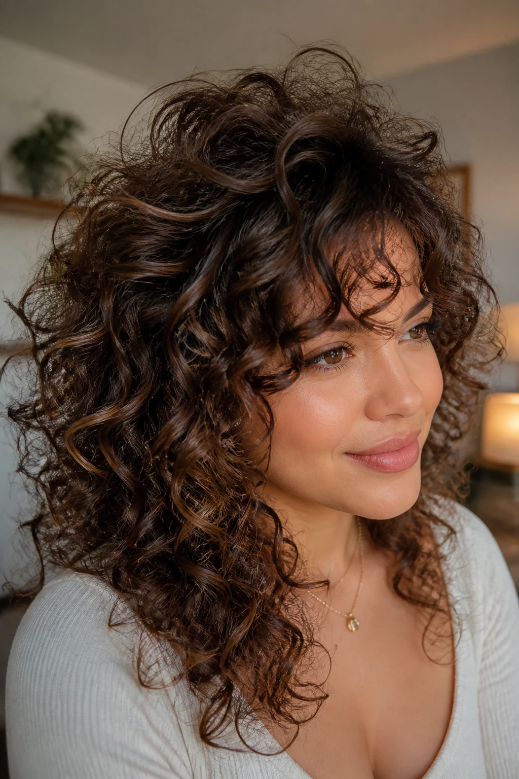 Real woman with lifted roots and defined front curls