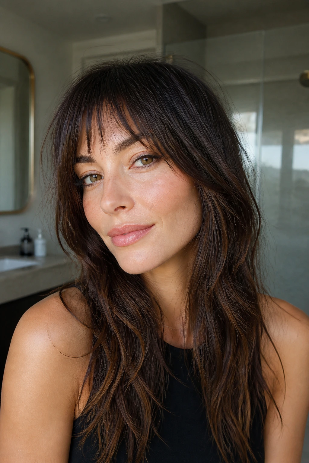 Portrait showing lifted bangs with separation and softness