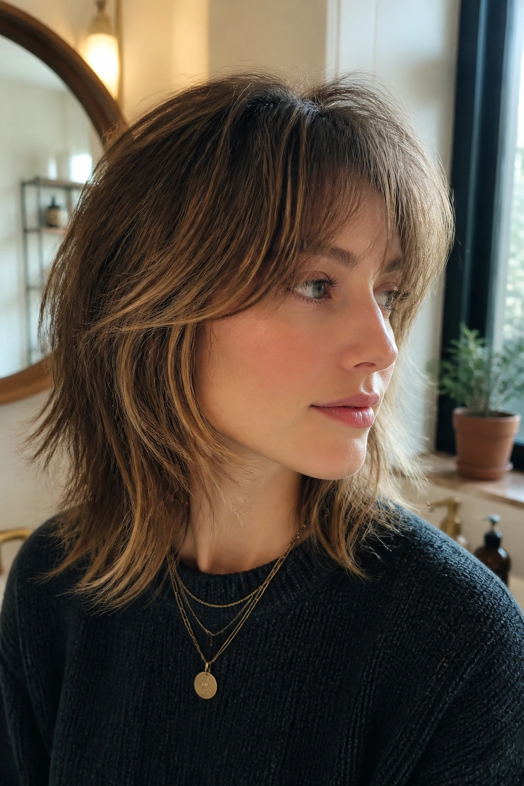 Close-up of crown lift and front texture on a real person