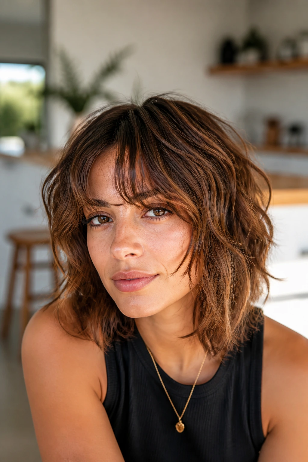 Close-up of a real person with softly textured lived-in hair filling the frame
