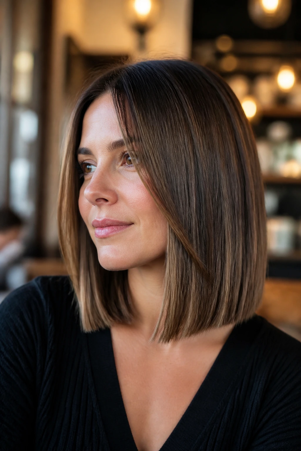 Portrait of a person with a crisp lob shape and strong perimeter.