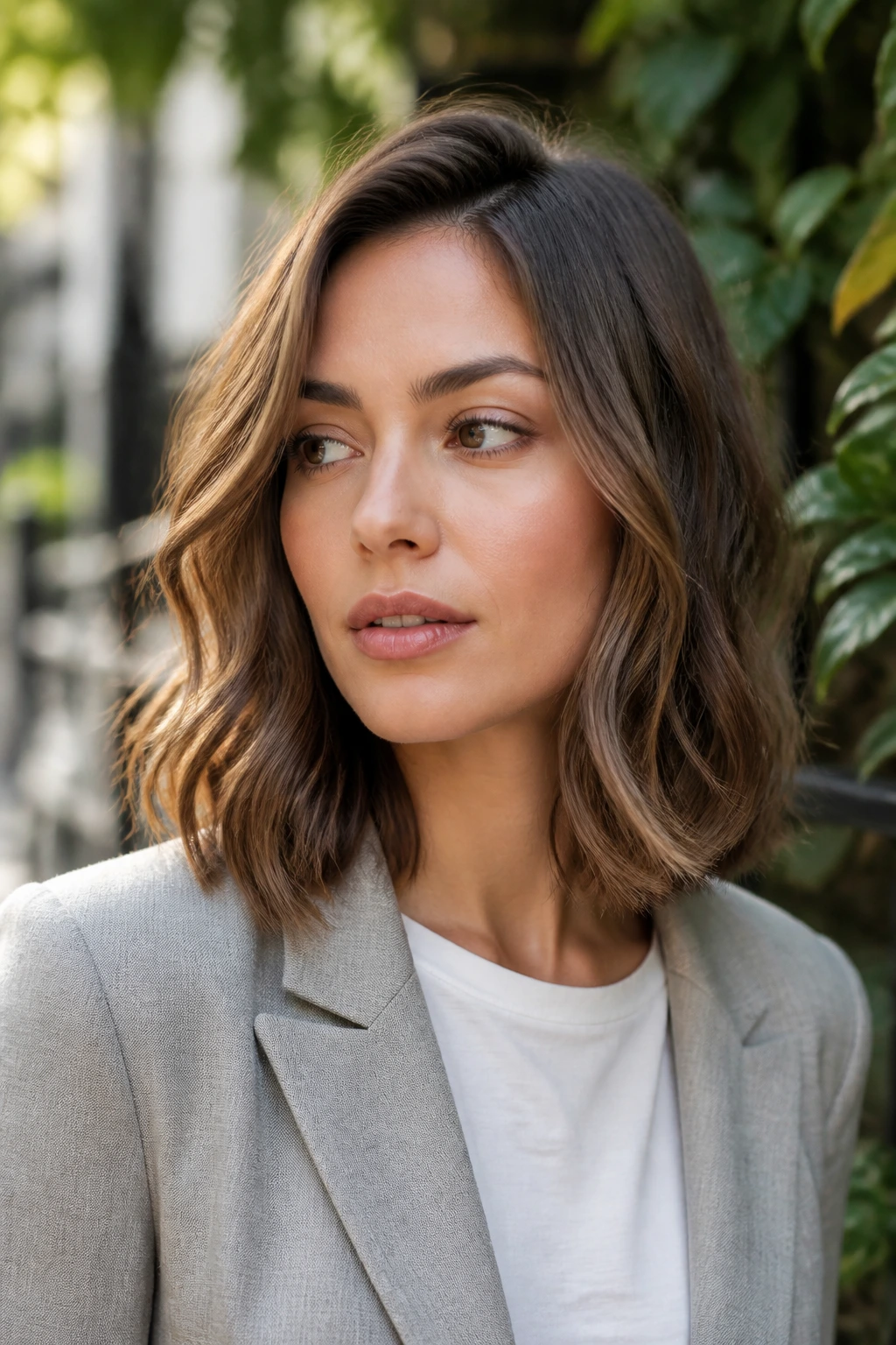 Real person wearing long bob with loose, soft ends