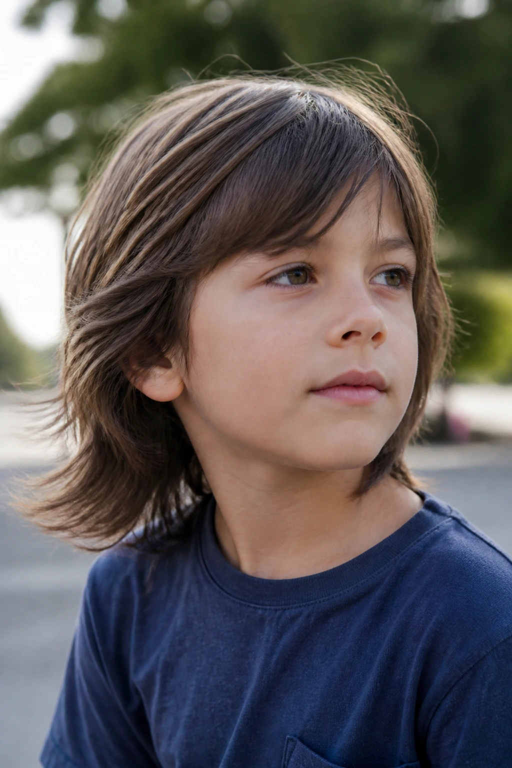 Real boy with long layered hair and tapered ends