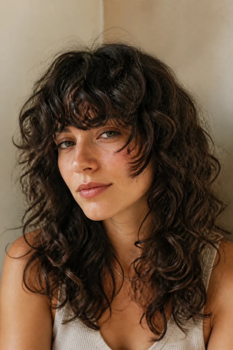 17 Curly Hair With Bangs for Round Faces