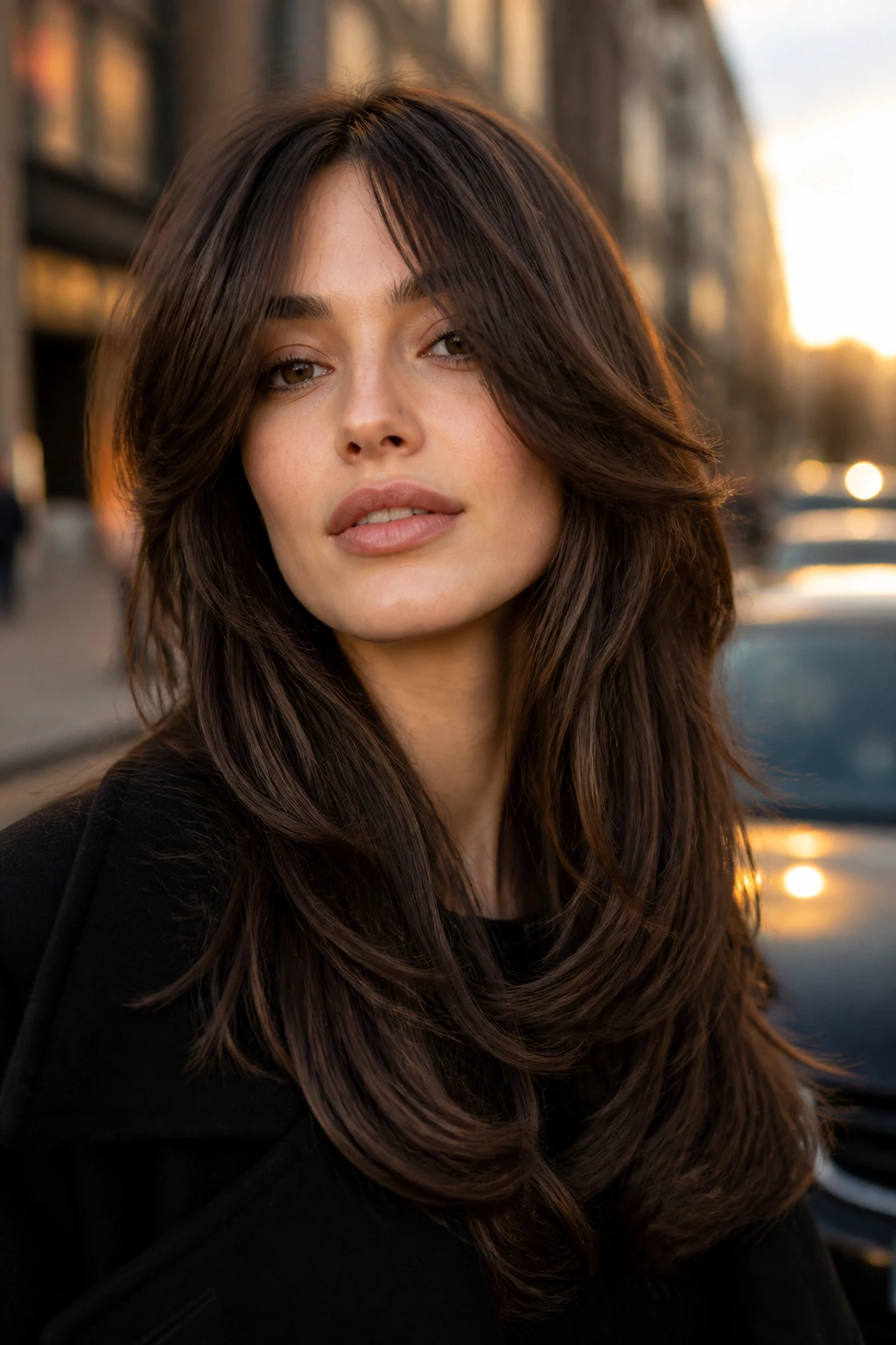 Portrait of a real person with Long U-Shaped Shag hairstyle